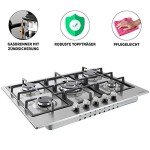 Arebos 68cm Stainless Steel 5-Burner Gas Cooker