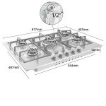 Arebos 68cm Stainless Steel 5-Burner Gas Cooker