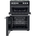 Hotpoint 60cm Dual Fuel Double Oven - Black