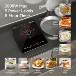 2000W Single Induction Cooktop with Timer, Black
