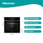 Hisense 77L Built-In Electric Oven with Pyrolytic Cleaning