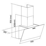 SIA 70cm Black Angled Glass Cooker Hood