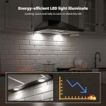 FIREGAS 60cm Black Wall-Mounted Cooker Hood