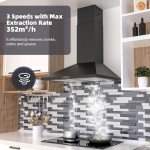 FIREGAS 60cm Black Wall-Mounted Cooker Hood