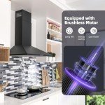 FIREGAS 60cm Black Wall-Mounted Cooker Hood