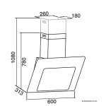 SIA 60cm Black Glass Angled Cooker Hood