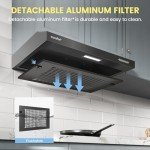 COMFEE' 60 cm Black Under Cabinet Extractor Hood