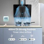 COMFEE' 60cm Black Angled Cooker Hood with Touchscreen