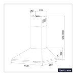 CIARRA CAB6201A 600mm Black Chimney Cooker Hood