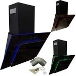 SIA 90cm Black Glass Angled Cooker Hood