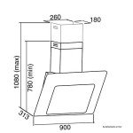 SIA 90cm Black Glass Angled Cooker Hood