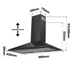 CIARRA 90cm Black Wall-Mounted Chimney Hood