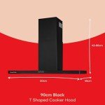 90cm Russell Hobbs T-Shaped Black Cooker Hood