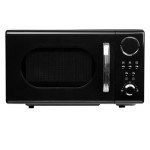 20L Black Retro Microwave with Digital Timer