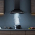 CIARRA CAB6201A 600mm Black Chimney Cooker Hood