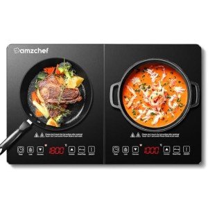 AMZCHEF Portable Double Induction Cooker with Timer