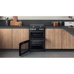 60cm Dual Fuel Double Oven Cooker - Black
