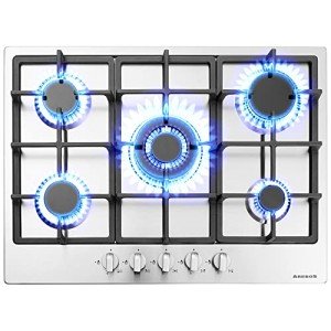 Arebos 68cm Stainless Steel 5-Burner Gas Cooker