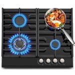 TopStrong 60cm Black Glass Gas Hob - 4 Burners
