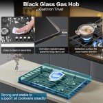 TopStrong 60cm Black Glass Gas Hob - 4 Burners