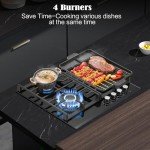 TopStrong 60cm Black Glass Gas Hob - 4 Burners