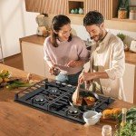 TopStrong 60cm Black Glass Gas Hob - 4 Burners