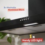 90cm Russell Hobbs T-Shaped Black Cooker Hood