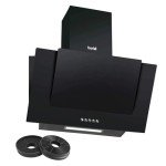 Baridi 60cm Angled Chimney Hood - Black Glass