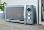 Swan Retro Blue LED Digital Microwave, 20L 800W