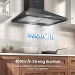 COMFEE' 60cm Black Wall-Mounted Cooker Hood