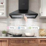 COMFEE' 60cm Black Wall-Mounted Cooker Hood