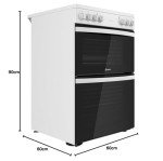 60cm White Double Oven Electric Cooker