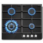 SNDOAS Black Glass 4-Burner Gas Hob