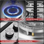 Thermomate 60cm Stainless Steel Gas Hob 4 Burners