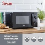 Swan 20L Black Manual Microwave, 700W Power