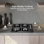 4-Burner Gas Hob with Wok Burner and Protection