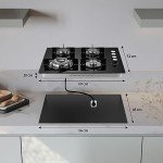 4-Burner Gas Hob with Wok Burner and Protection