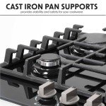 Baridi 70cm 5-Burner Gas Hob - Black Glass