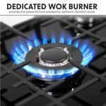 Baridi 70cm 5-Burner Gas Hob - Black Glass