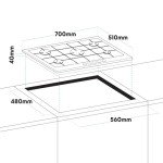 Baridi 70cm 5-Burner Gas Hob - Black Glass