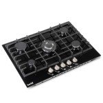 Baridi 70cm 5-Burner Gas Hob - Black Glass