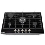 Baridi 70cm 5-Burner Gas Hob - Black Glass