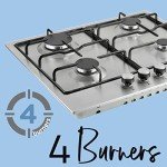 Cookology 60cm Stainless Steel 4 Burner Gas Hob