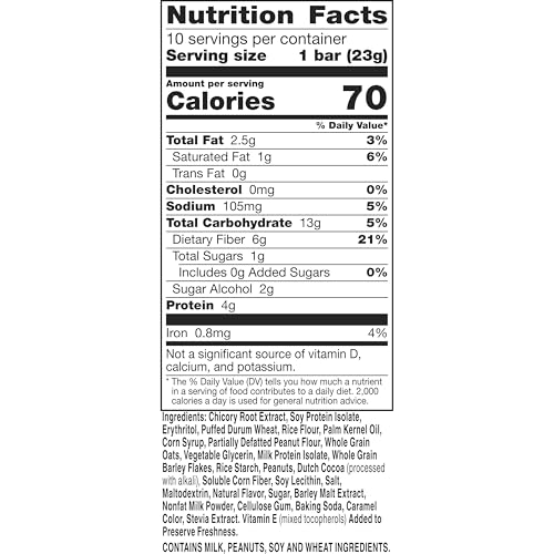 Chocolate Peanut Butter Fiber One Snack Bars, 70 Calorie