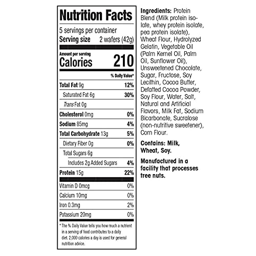 Chocolate Protein Wafer Snack Bars, 15g Protein