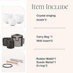 3-Piece Frosted Quartz Crystal Singing Bowl Set