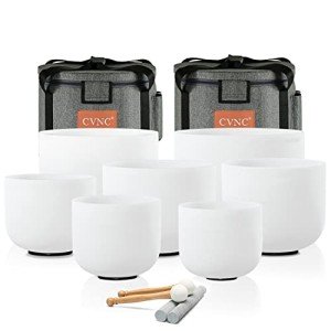 7-Piece Frosted Quartz Crystal Singing Bowl Set