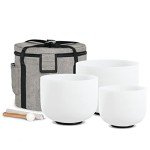 3-Piece Frosted Quartz Crystal Singing Bowl Set