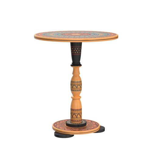 Boho Blue Round Table for Living Room or Bedroom