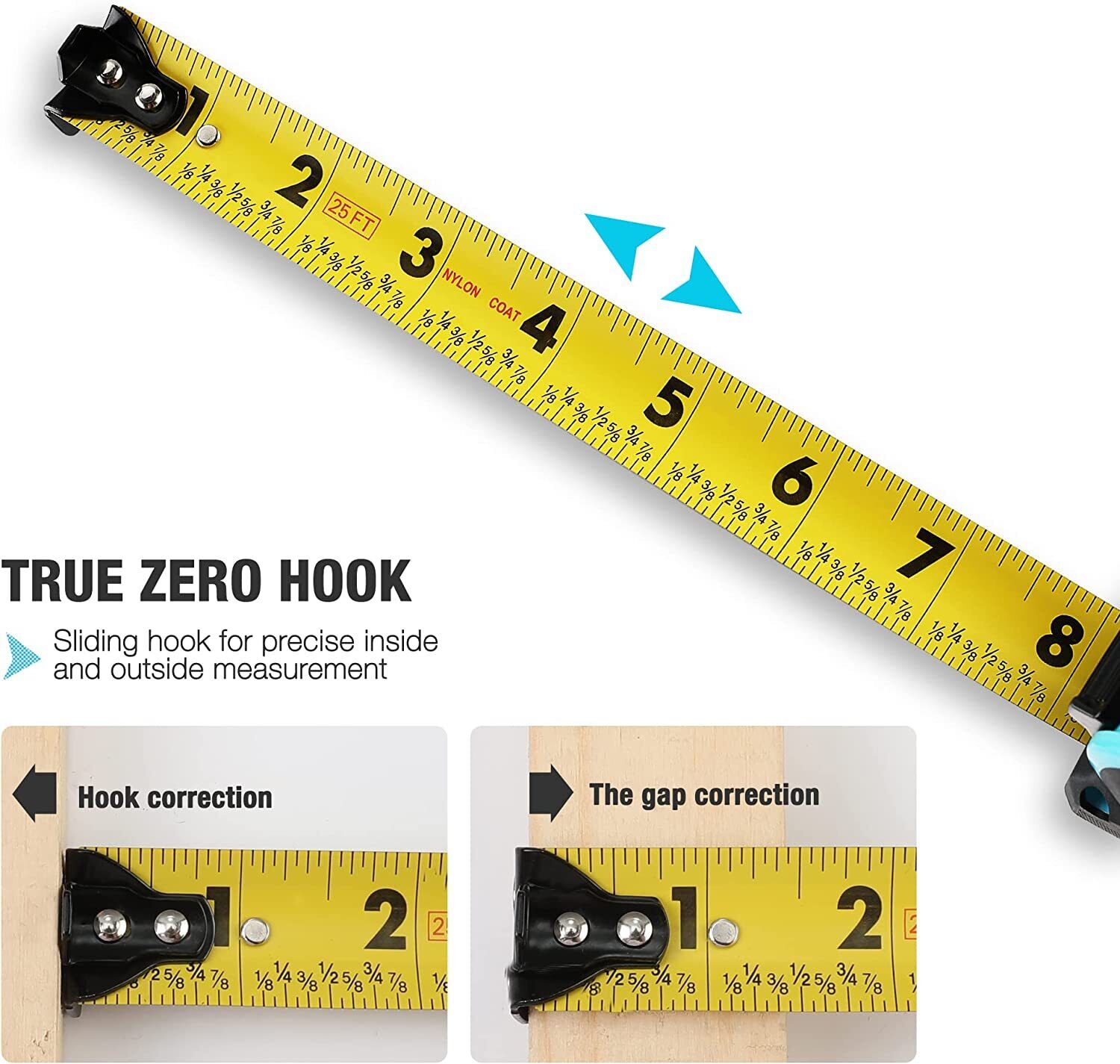 DURATECH 25FT Magnetic Tape Measure with Fractions
